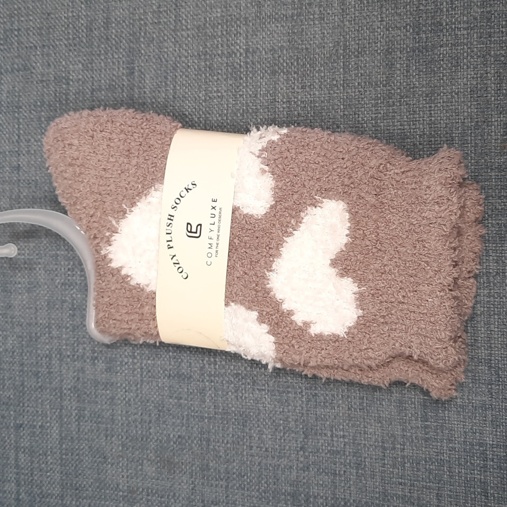 Socks Sox Sock Fuzzy Soft Slipper Thick Warm Cozy Unisex Hearts Love Fun Heart
